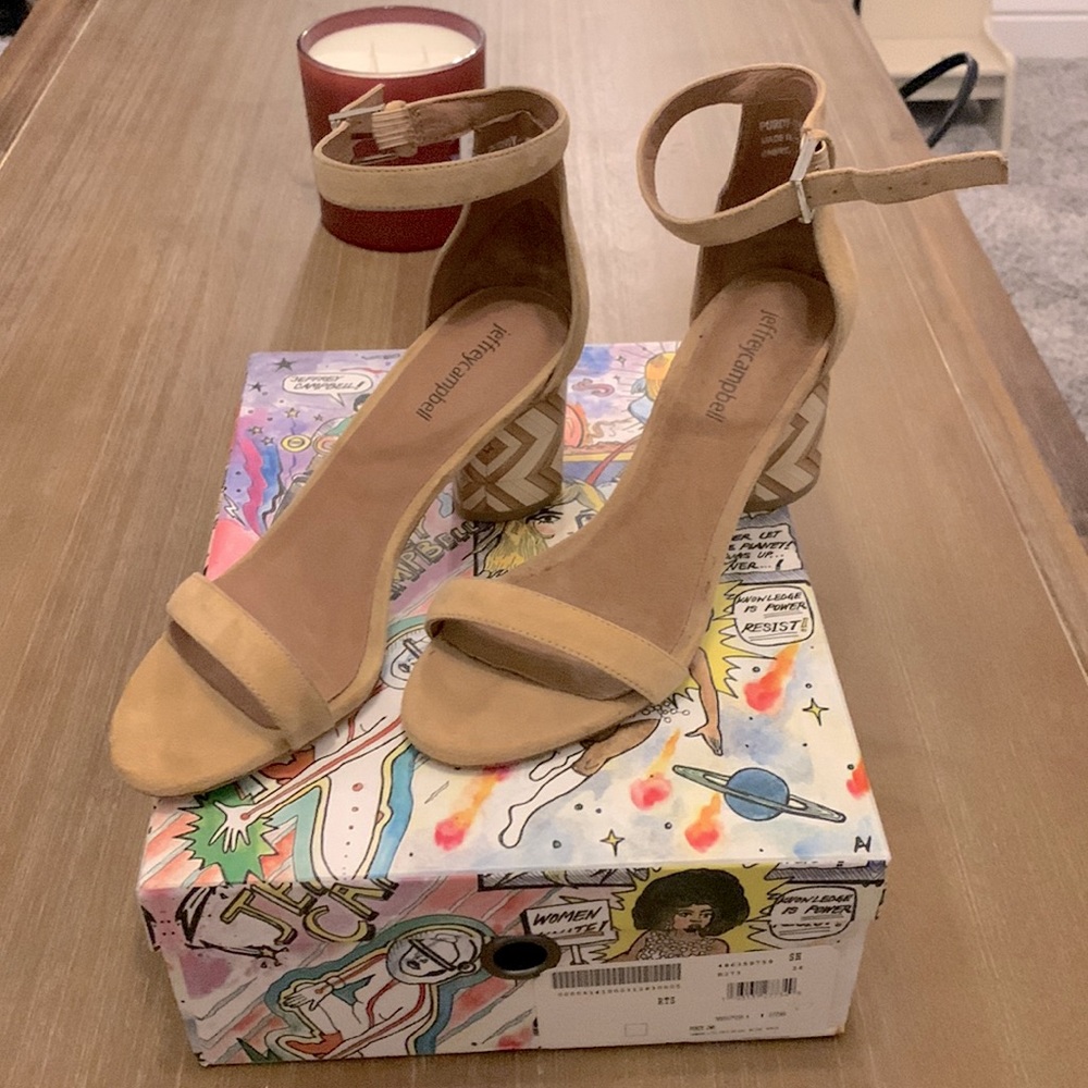 Jeffery Campbell strappy geometric heel, size 8